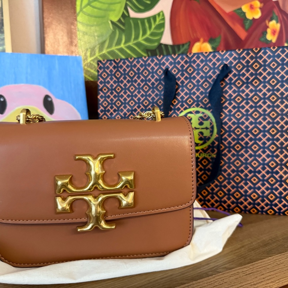 Tory Burch Tan Leather Eleanor Small Chain Shoulder Bag
